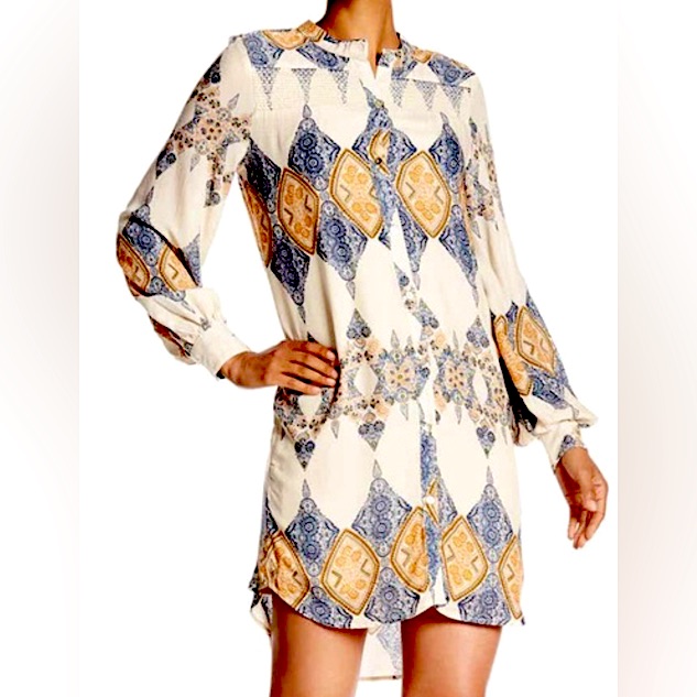 Patterned Button Down Mini Dress